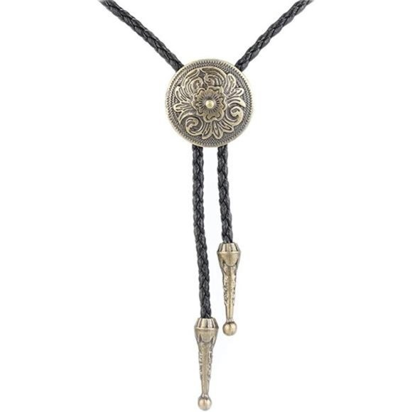 Native American Bolo Tie Rodeo Cowboy Leather - Picture 1 of 7